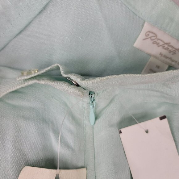 90s Linen Maxi Skirt Size 14 Portraits By Northern Isles Island Aqua Ice Vintage - Picture 4 of 7